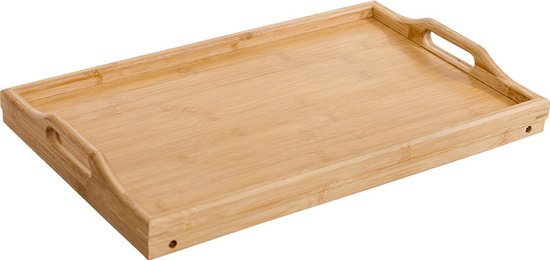 Multifunctionele Bamboe Bedtafel - Ideaal voor Ontbijt op Bed & Laptopgebruik - Opklapbaar en Draagbaar met Antislip Rand 50*30*6CM