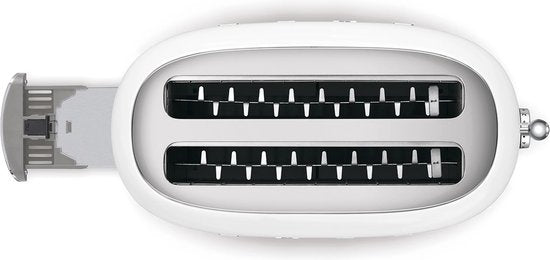 SMEG TSF02WHEU Broodrooster - 4 Sneden - 2 Lange Sleuven - 1500W - 6 Bruiningsstanden - Ontdooifunctie, Opwarmfunctie & Bagelfunctie - '50s Style - Wit