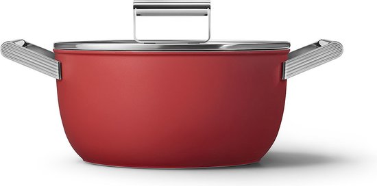 SMEG Kookpan met deksel Rood Mat - ø 24 cm / 4.6 Liter