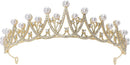 Luxe Tiara met Witte Parels en Kristallen voor Feestjes