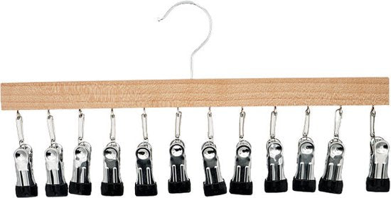 2 stuks Luxe Houten Sokkenhanger met 12 Knijpers- Kledingdroger -Perfect voor Luchtdrogen