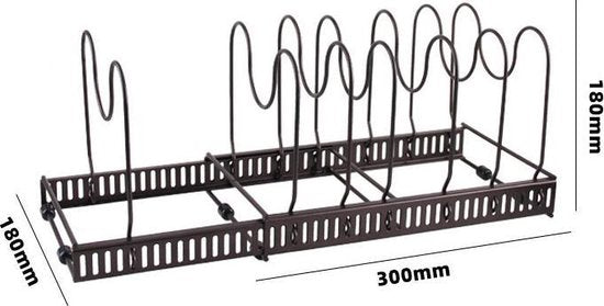 Pannenrek verstelbaar - Opbergrek voor 6 pannen - Keukenrek staand - Dekselhouder - uitschuifbaar