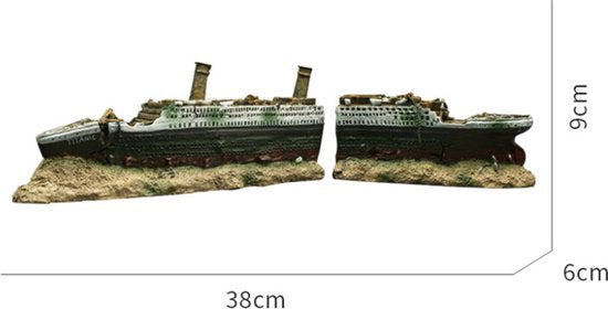Aquariumdecoratie Gezonken Schip Titanic - Realistisch, Hars