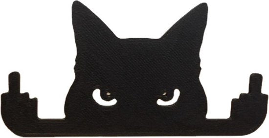 2 delige tuindecoraties - dieren kattenspion voor op hoekpalen- 18x15cm en 20x12cm-zwart