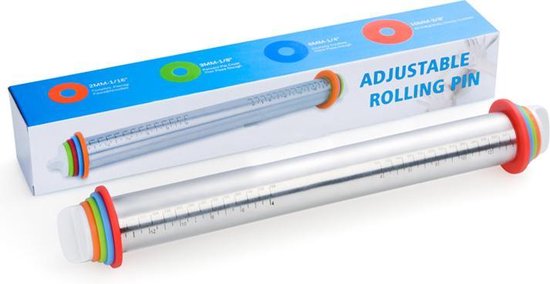 TDR - Roestvrijstalen Deegroller Kneedkussen - 3 verschillende verwijderbare ringen (5 mm, 3 mm, 2 mm) - RVS