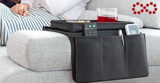 Bankstel Tray met Organizer – Dienblad Voor Armleuning – Zwart