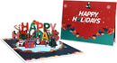 Luxe 3D Pop-up Kerstkaart - Happy Holidays Design met Pinguïns, Envelop en Boodschapkaart