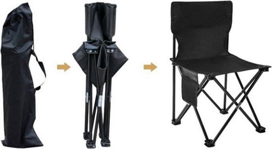 Campingstoel Vouwstoel Visstoel - Zwart - Tot 150Kg