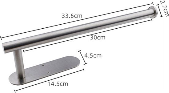 Ronde roestvrijstalen keukenpapierhouder - zilver