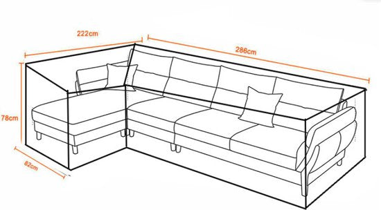 Waterdichte Hoekbankhoes 210D Oxford - 222x286x82 cm