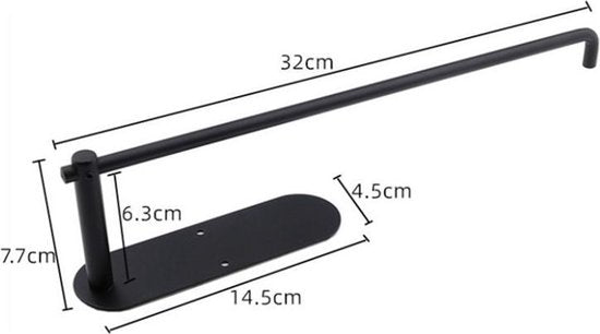 Roestvrijstalen Zelfklevende Keukenrolhouder - Zwart