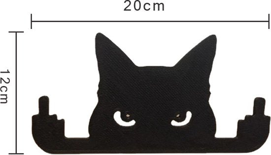 2 delige tuindecoraties - dieren kattenspion voor op hoekpalen- 18x15cm en 20x12cm-zwart