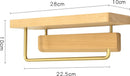 Luxe Zelfklevende Toiletrolhouder met telefoonplankje- Hout & Messing - Geen Boren Nodig-28x10x10cm-goud