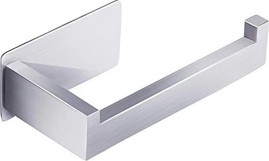 Toiletrolhouder zonder boren - Zelfklevend - RVS - Met plakstrip-- zilver