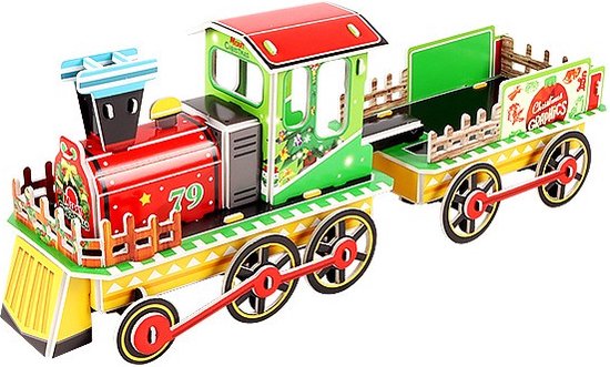 3D Kerst Puzzel - Kleurrijke Kersttrein - Educatief & Creati