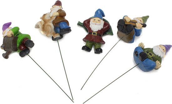 Kabouter Tuinstekerset - Bloempot Decoraties - 5 Stuks