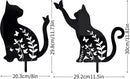 Metalen tuinsteker-zwarte kat met bloem silhouet en vlinder op zijn staart- 20.3x29.8cm