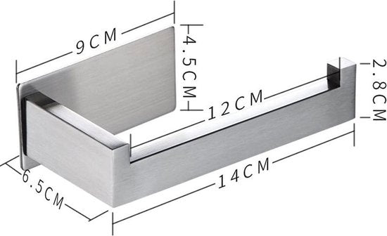 Toiletrolhouder zonder boren - Zelfklevend - RVS - Met plaks