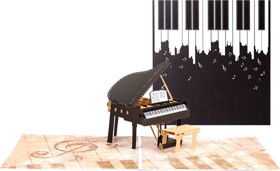 Grote 3D wenskaart met een piano thema- Inclusief envelop-Perfect voor Muziekliefhebbers