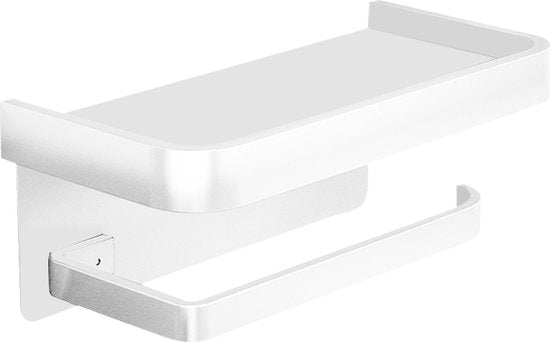 Moderne Toiletpapierhouder met Plank, wit 18x10,5x8cm