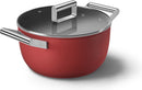 SMEG Kookpan met deksel Rood Mat - ø 24 cm / 4.6 Liter