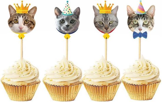 48-delige cupcake/fruitprikkers - thema kat/poes