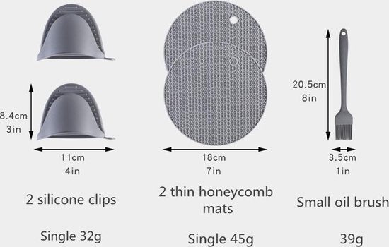 Unikorf XL Warmte-Siliconen Handschoenen 7-delig - Grijs