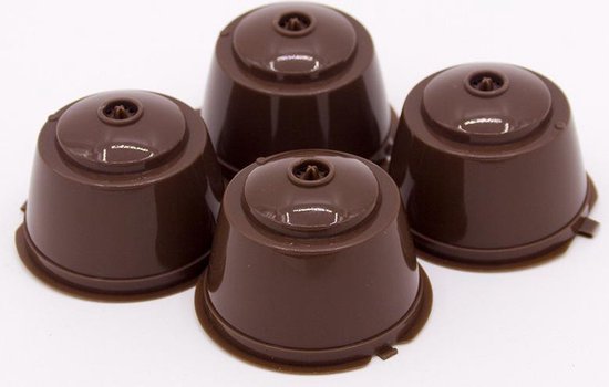 koffiecapsulefilterkop-4-stuks Hervulbare capsulefilter met een lepel en borstel voor Dolce Gusto-koffiemachines -bruin