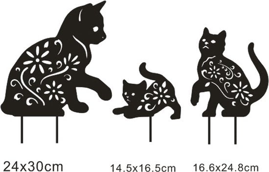 Metalen tuinstekers Drie katten-tuinbeeld-geschenken voor kattenliefhebbers