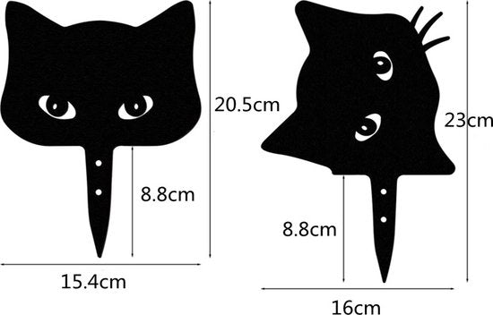 2 delige Schattige kattenspionagetekens van ijzer- tuindecoratie -Breng speelse charme in uw tuin-zwart