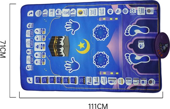 Interactieve Educatieve Gebedsmat - Islamitisch Blauw 111x71
