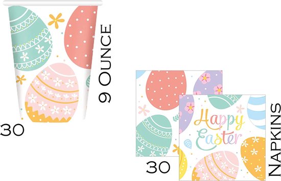 81-delige Feestdecoratieset voor Pasen - thema feest met tafelkleed-Kleurrijk, Schattig en Sfeervol