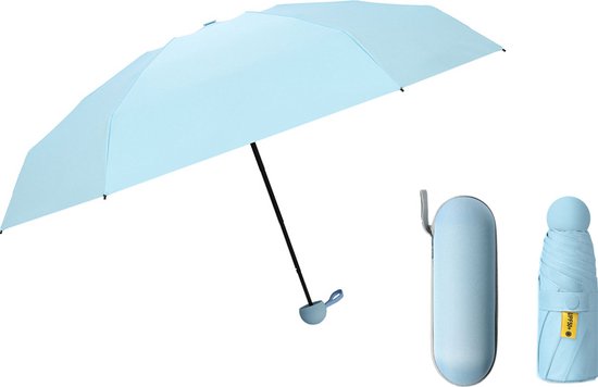 TDR--Opvouwbare Paraplu -Windproof-Zonbescherming Anti-Uv UPF50 + met gratis Reisetui-hemelsblauw