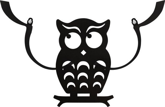 Metalen wandopbergplank uil - Toiletrolhouder zwart