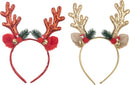 2-delige Rendiergewei Haarband – Glitter Rood & Goud