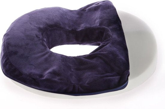 ComfortPlus Orthopedisch Donutkussen van Traagschuim - Veelzijdig Gebruik voor Stoel, Rolstoel & Auto - Wasbare Hoes & Anti-Slip - Marineblauw