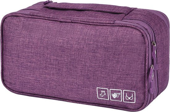 Merkloos lingerie & make-up tas 27x14,5x12CM paars