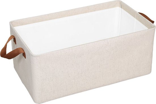 2 stuks Duurzame Katoen-Linnen Opbergbox met Stalen Frame - 25L - Opvouwbaar en Stapelbaar - Ideaal voor Kleding en Speelgoedopslag 47x29x19 cm