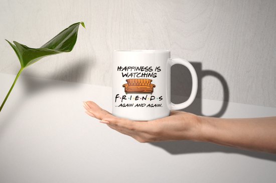 Friends mok wit keramiek - Happiness is Watching - Cadeau
