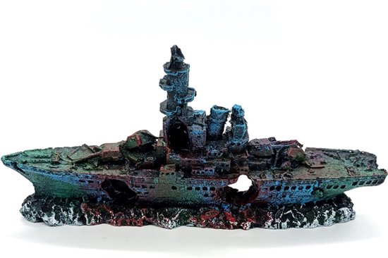 Merkloos Aquarium Decor - Realistisch Slagschip 2 Ornament