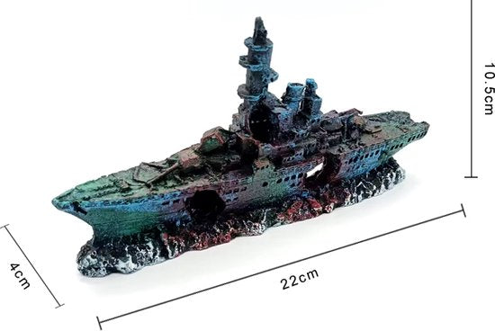 Merkloos Aquarium Decor - Realistisch Slagschip 2 Ornament