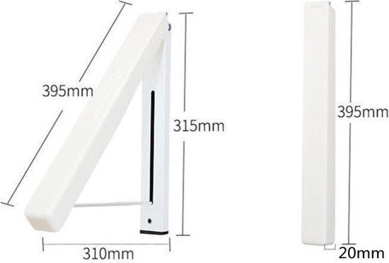 Ruimtebesparend Inklapbaar Kledingrek-Stijlvol en Praktisch-Meet 31 cm bij Uitklappen-wit
