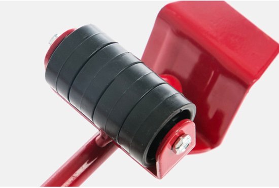Meubelroller - 4 stuks - met meubelheffer / krik - 5 delig - Max 150kg - Rood