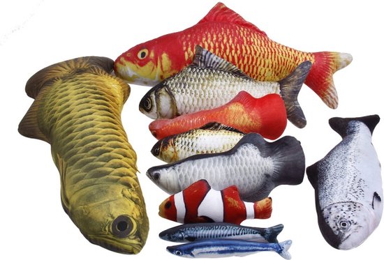 Realistische Visvormige Katten Speeltjes - Set van 10 Stuks