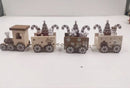 Luxe Houten Kersttrein - Kerstdecoratie - Kerstbomen, Cadeautjes en Snoepstokken - Nostalgische Feestsfeer- Bruin/Wit
