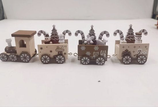 Luxe Houten Kersttrein - Kerstdecoratie - Kerstbomen, Cadeau