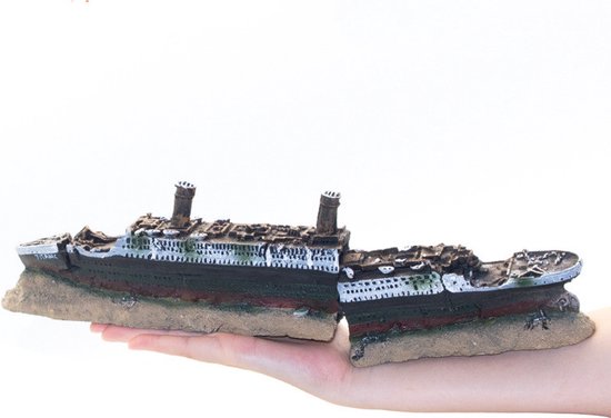 Scheepswrak Ornament - Aquarium Decoratie - 38,5 cm - Hars - Titanic Stijl
