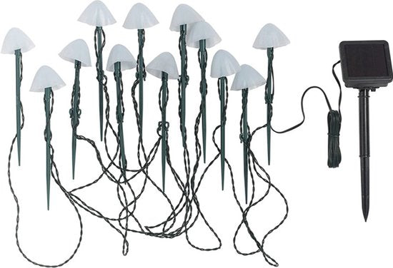 waterdichte solar led paddestoel lichtslingers -tuindecoratie-8 Modi Afstandsbediening - 3.8m 12 Lichten-Warm Wit licht