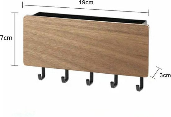 Sleutelrekje - Bamboo met donker hout - 19 x 3 x 7 cm