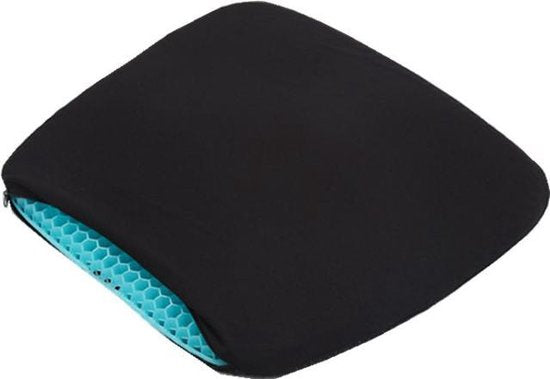 TDR - Gel kussen -Verminderd rugklachten- inclusief wasbare hoes -Geschikt op elke stoel-zwart-41*37*4CM